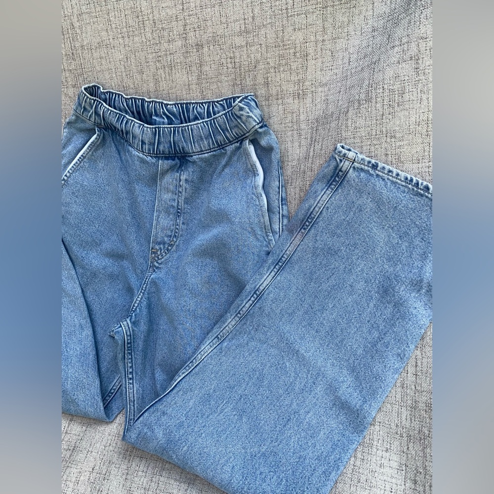 H&M Light Blue Denim Jeans Size XS, With Elastic Waist, Loose Fit - Picture 9 of 9